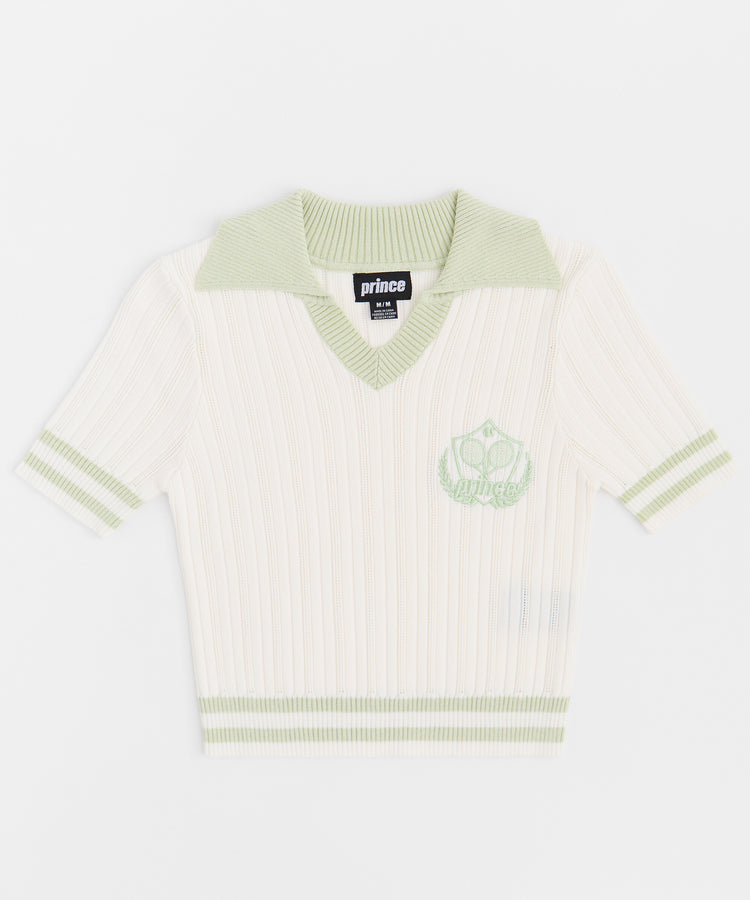 Ribbed Knit Badge Polo - Green