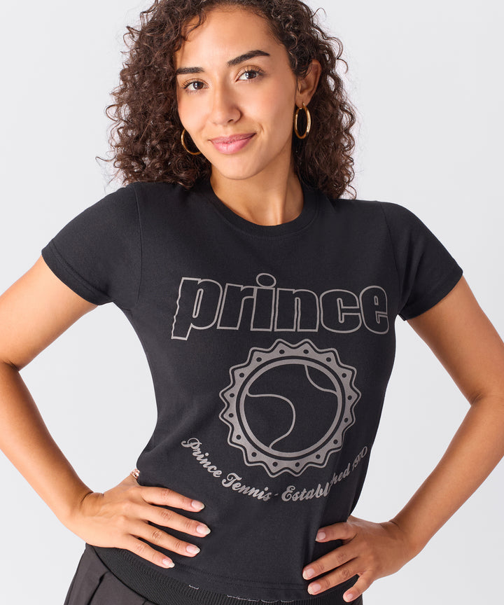 Prince Women Baby Graphic Short Sleeve Tee- Black