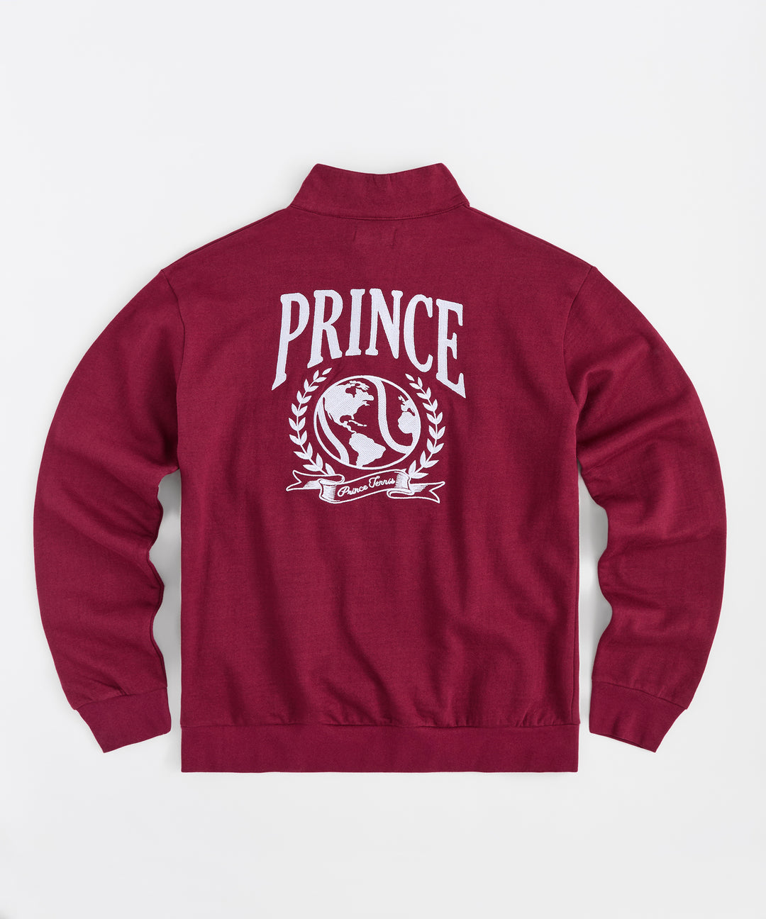 Fleece Quarter Zip Embroidered Long Sleeve - Brown