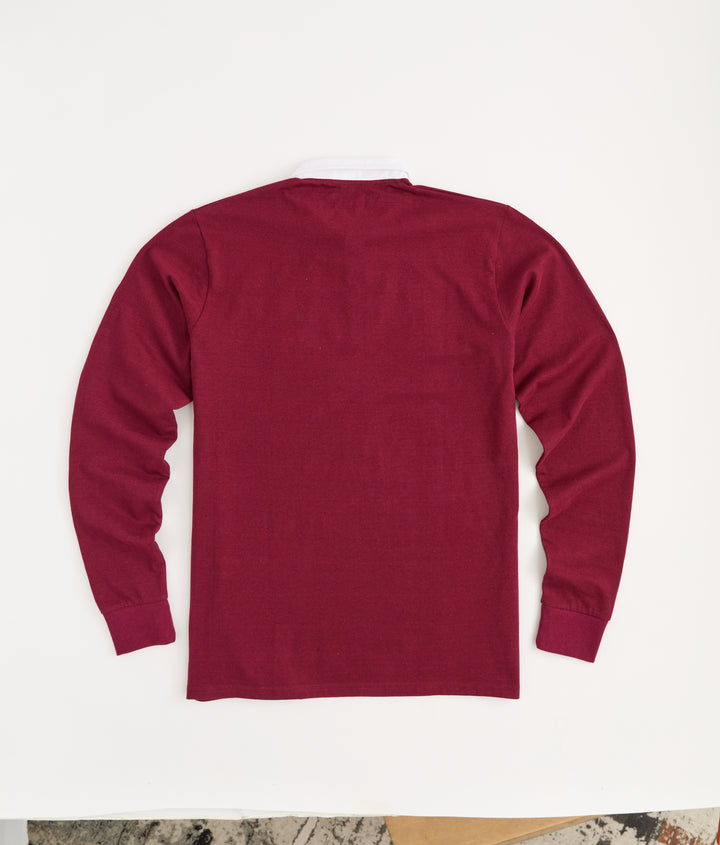 Button Up Rugby Embroidered Collared Sweater - Brown