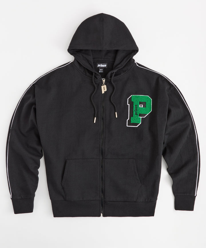 Prince Sports Chenille Patched Full Zip Hoodie - Black