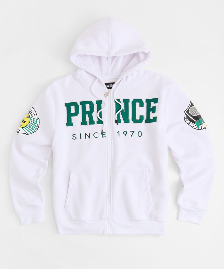 Full Zip Embroidered Hoodie - White