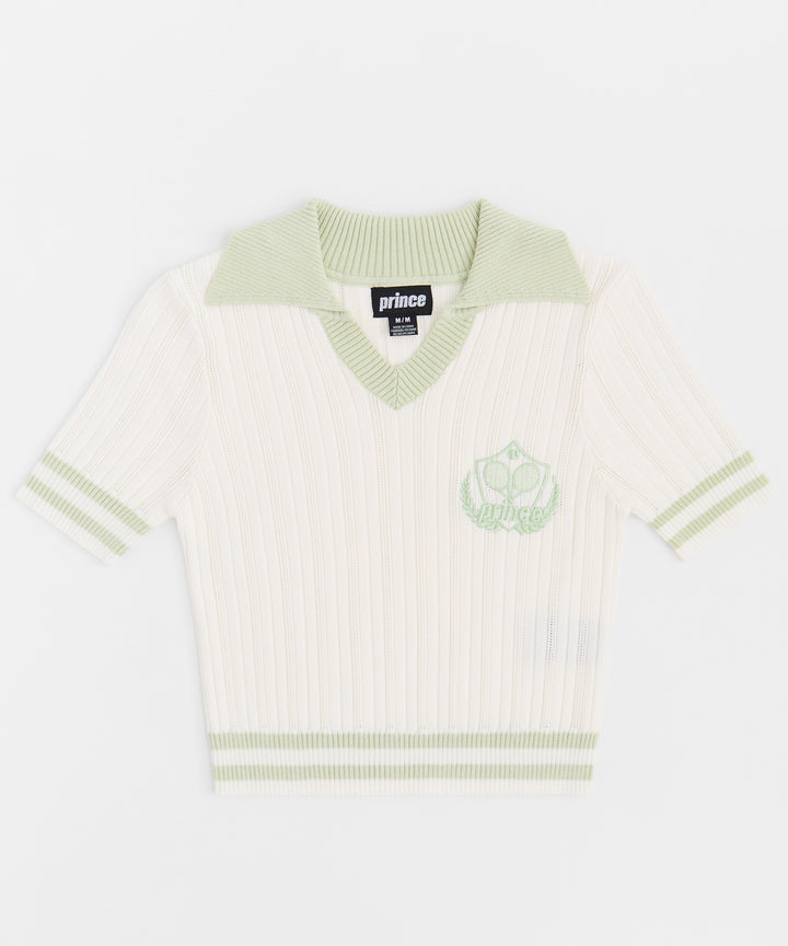 Ribbed Knit Badge Polo - Green