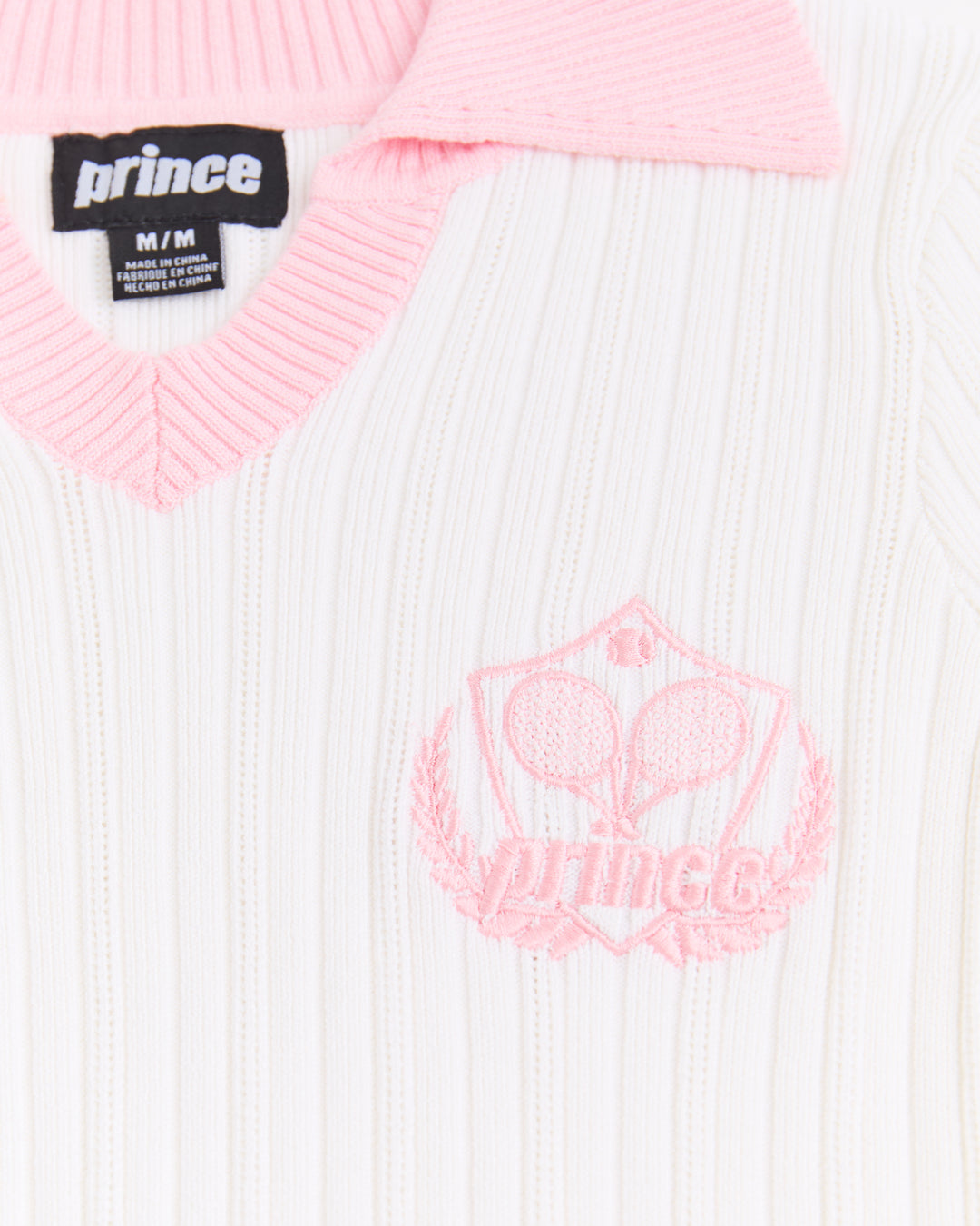 Ribbed Knit Badge Polo - Pink