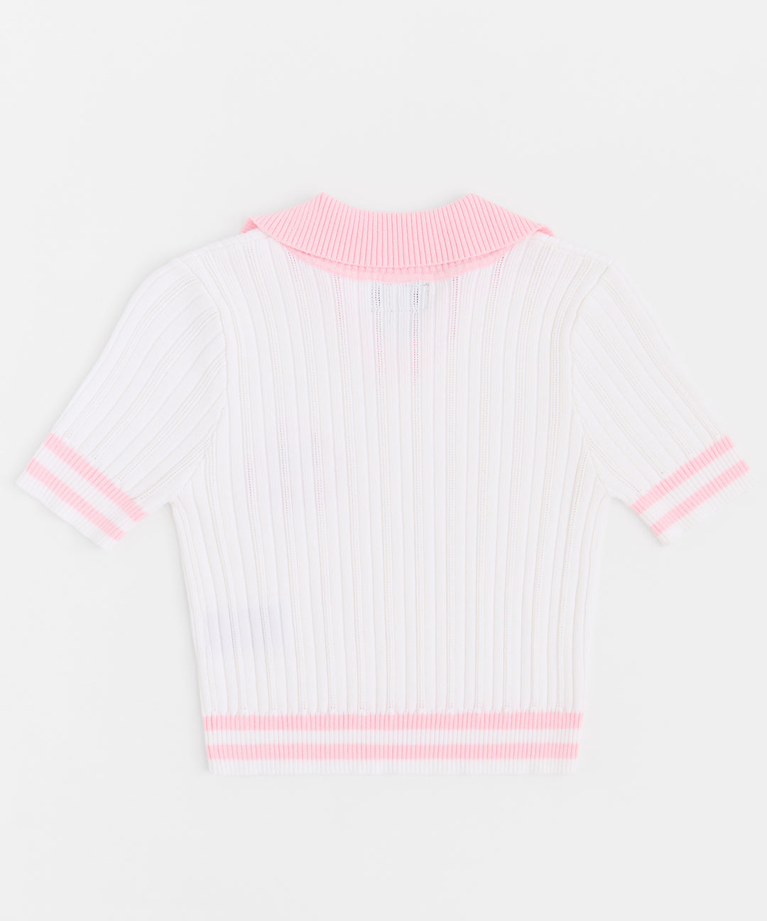 Ribbed Knit Badge Polo - Pink
