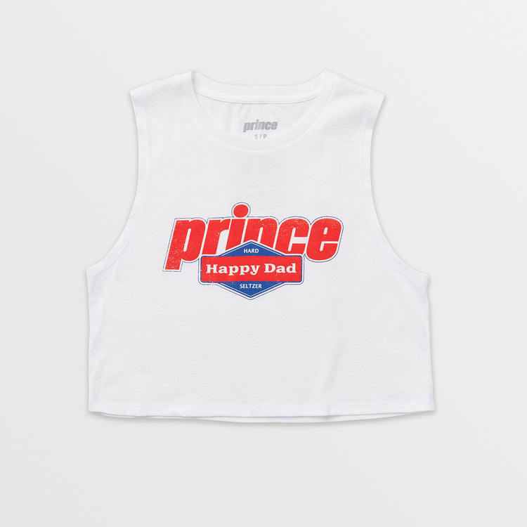 Prince vs Happy Dad Womens Crop Tank -White