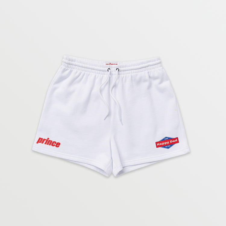 Prince vs Happy Dad Womens Fleece Short -White