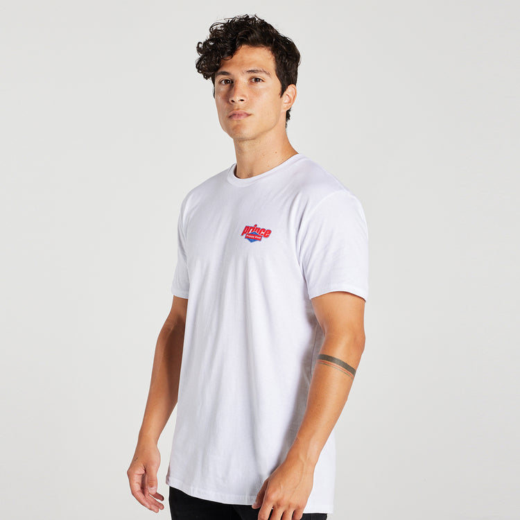 Prince vs Happy Dad Mens Logo Lock Tee -White