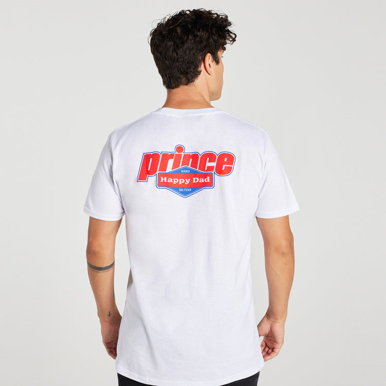 Prince vs Happy Dad Mens Logo Lock Tee -White