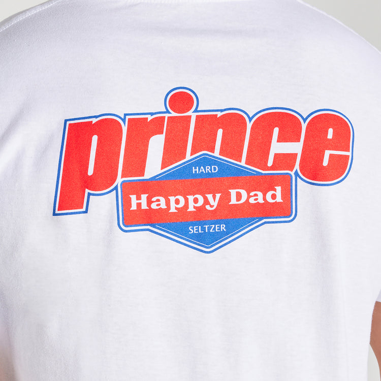 Prince vs Happy Dad Mens Logo Lock Tee -White