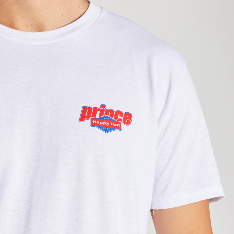 Prince vs Happy Dad Mens Logo Lock Tee -White
