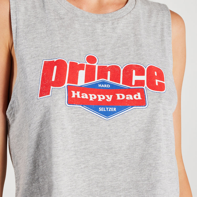 Prince vs Happy Dad Womens Crop Tank -Heather Grey