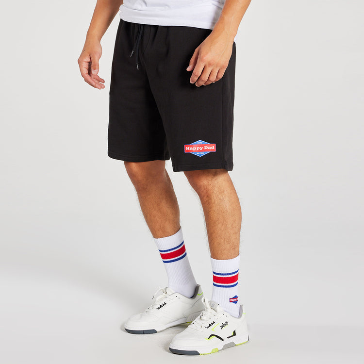 Prince vs Happy Dad Mens Fleece Short -Black