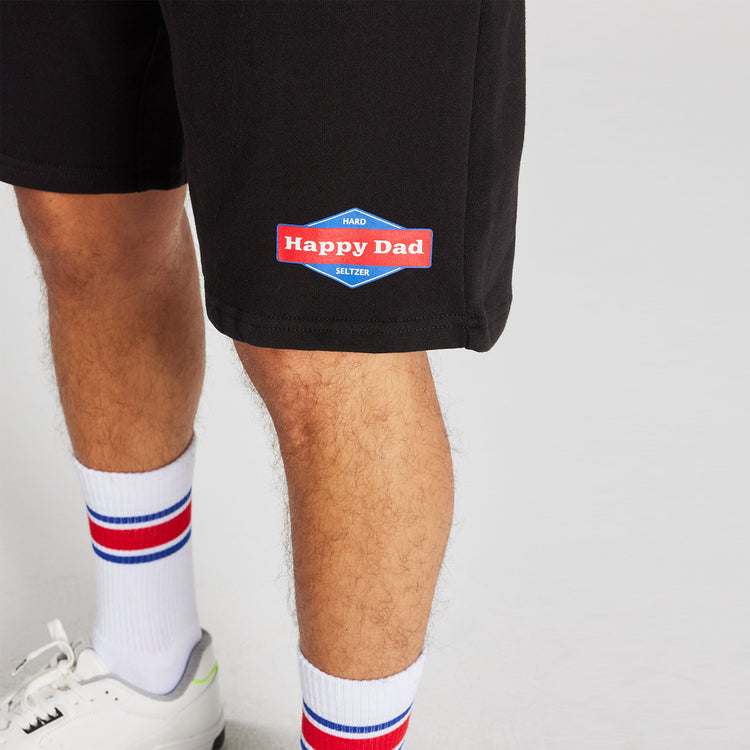 Prince vs Happy Dad Mens Fleece Short -Black