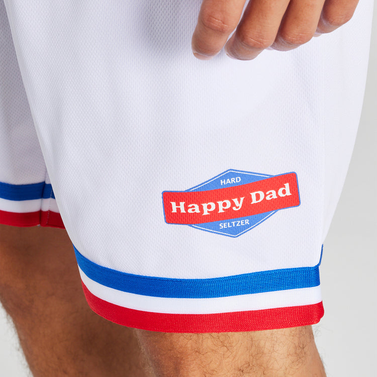 Prince vs Happy Dad Mens Mesh Short -White