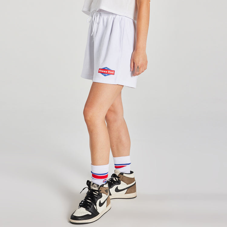 Prince vs Happy Dad Womens Fleece Short -White