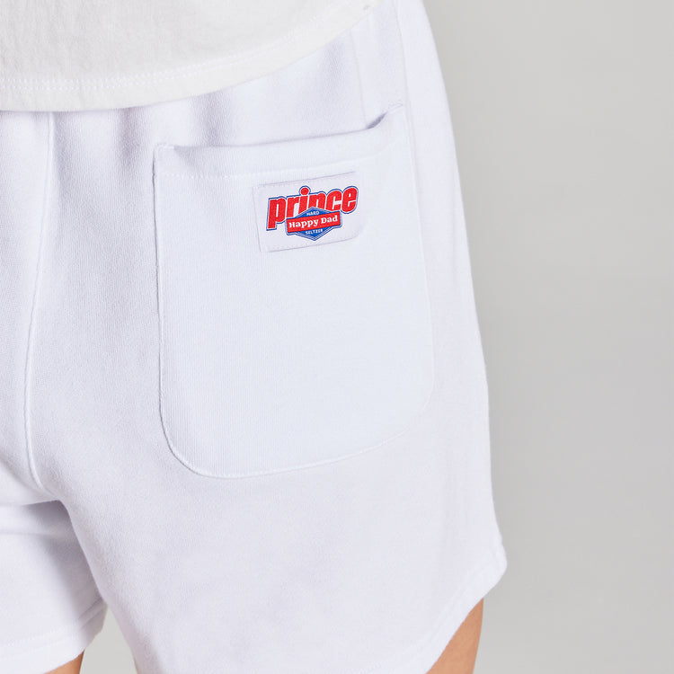Prince vs Happy Dad Womens Fleece Short -White