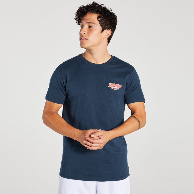 Prince vs Happy Dad Mens Logo Lock Tee -Navy
